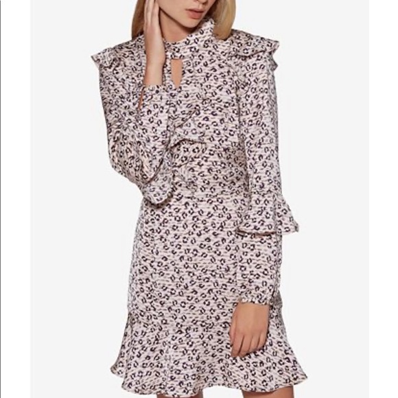 Avec Les Filles Dresses & Skirts - Avec Les Filles Pink Leopard Ruffle Dress sz 4